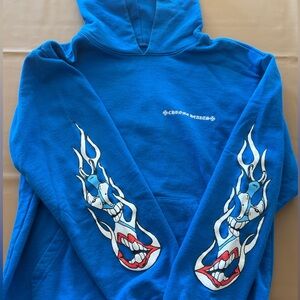 Chrome Hearts Blue Hoodie with Matty Boy Graphics on Back & on Arms. Authentic